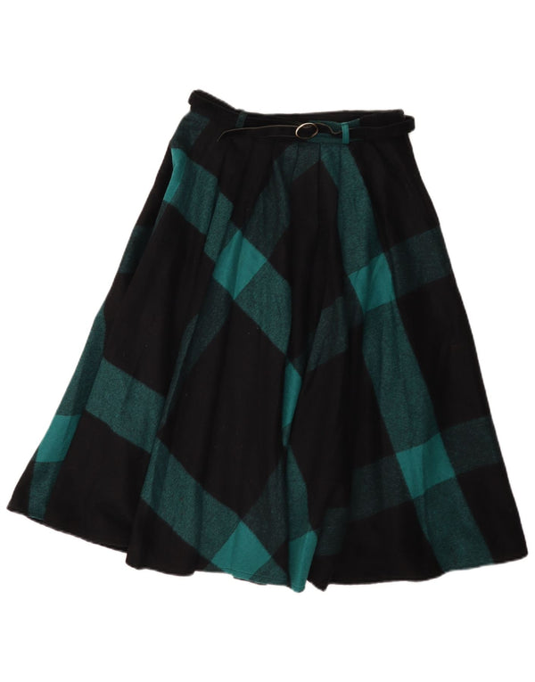 Gonna svasata da donna vintage IT 42 media W26 lana a quadri nera