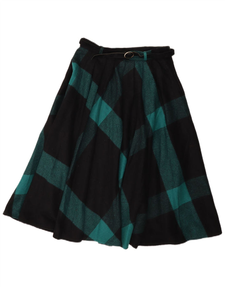 Gonna svasata da donna vintage IT 42 media W26 lana a quadri nera