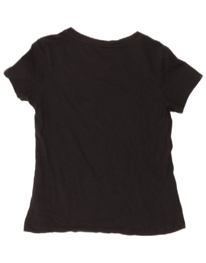 CALVIN KLEIN T-shirt grafica da donna Top UK 12 Medium Black Cotton