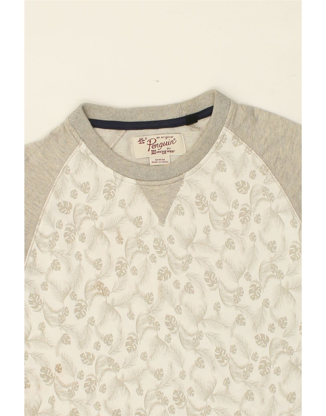 PENGUIN Womens Sweatshirt Jumper UK 14 Medium Grey Floral Cotton Vintage Penguin and Second-Hand Penguin from Messina Hembry 