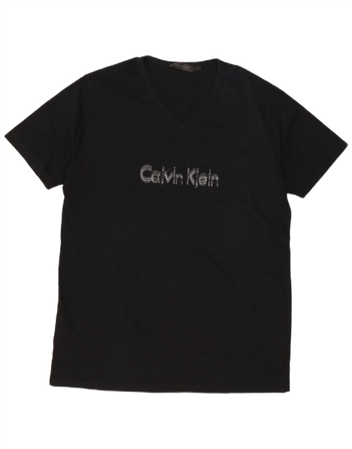 CALVIN KLEIN T-shirt grafica da uomo Top grande in cotone nero