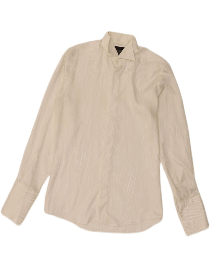 Camicia formale da uomo Carlo Pignatelli taglia 38 15 gessato bianco medio