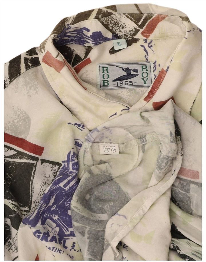 ROB ROY Camicia grafica da uomo a maniche corte XL Viscosa patchwork multicolore