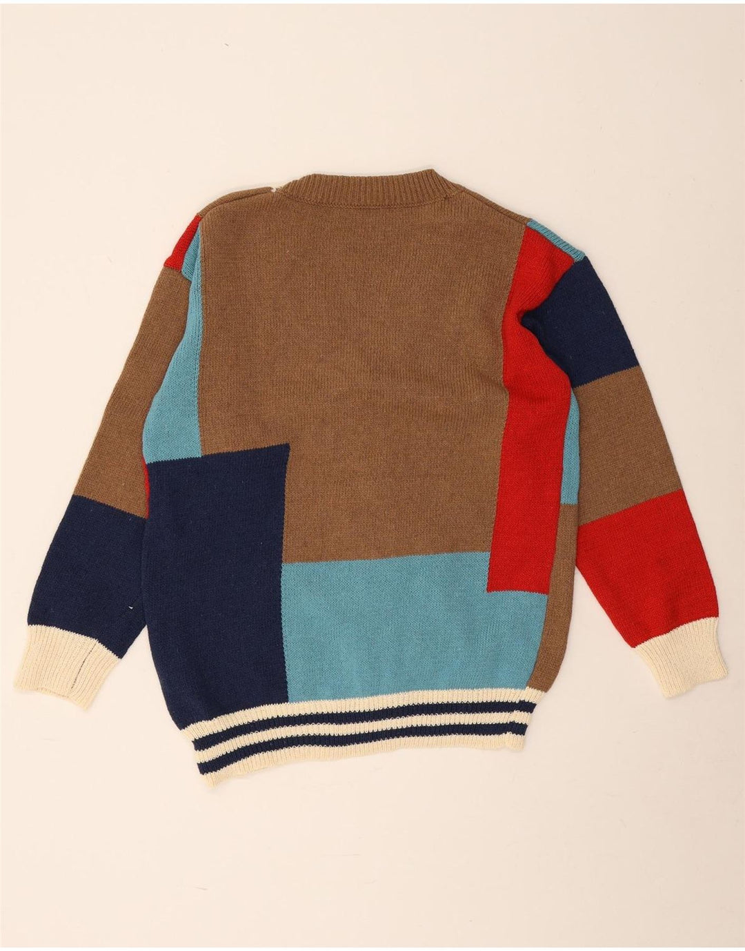 Maglione cardigan da uomo vintage geometrico medio multicolore