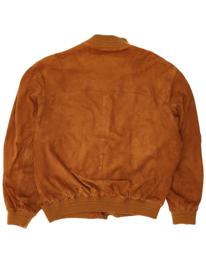 Giubbotto bomber vintage in pelle scamosciata da uomo IT 54 2XL in pelle beige