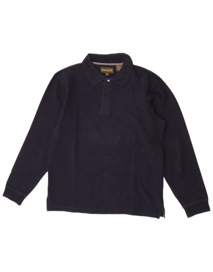 Polo da uomo a maniche lunghe Timberland in cotone blu navy medio