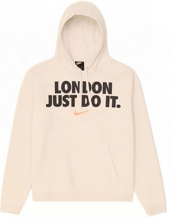 Nike Mens Graphic Hoodie Jumper Large White Cotton