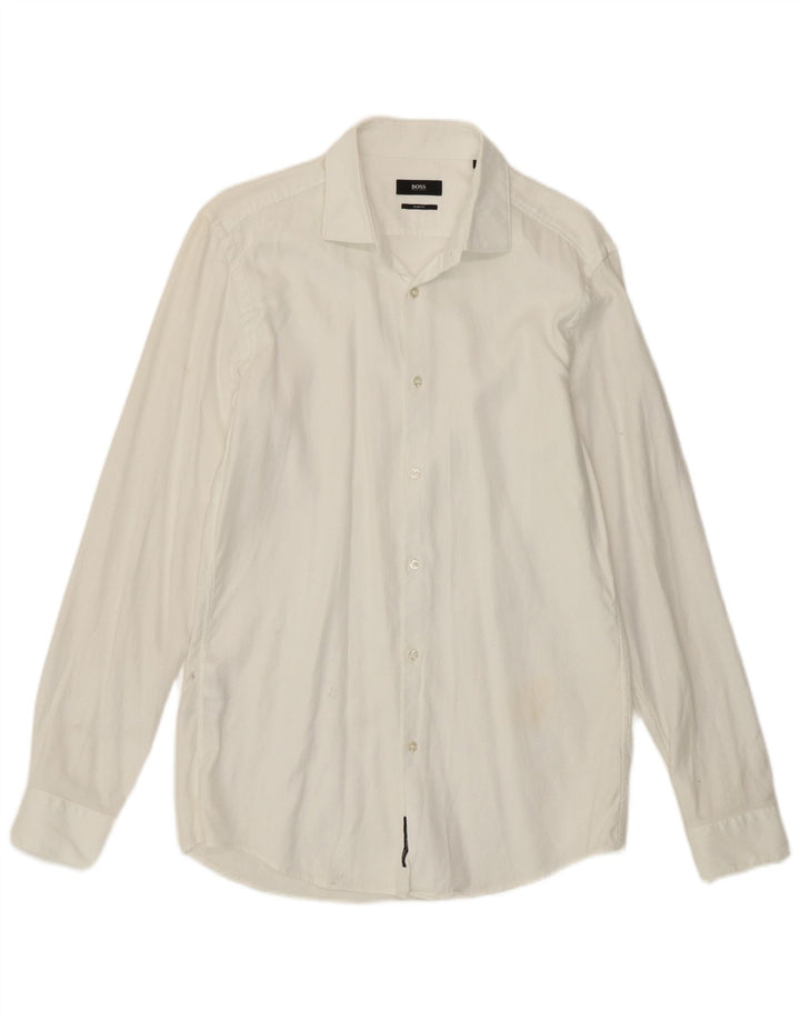Camicia slim fit da uomo Hugo Boss taglia 40 15 3/4 cotone bianco medio