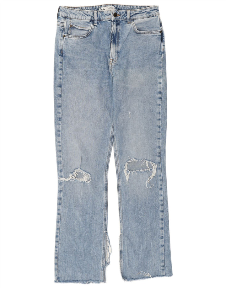 Jeans dritti invecchiati Zara da donna EU 40 medi W30 L30 blu