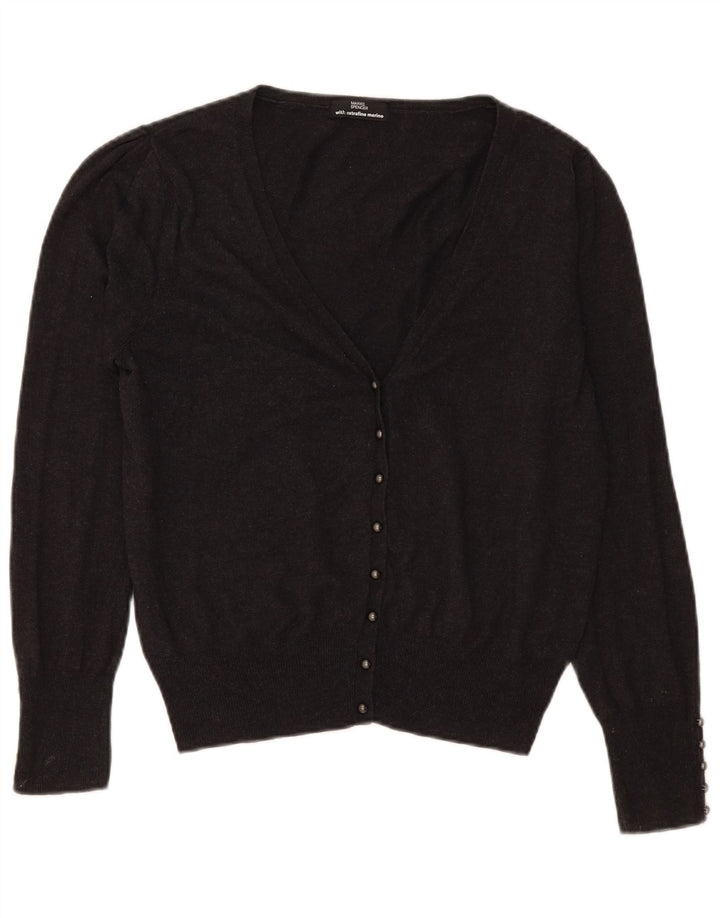 MARKS & SPENCER Maglione cardigan da donna UK 16 Grande viscosa grigia