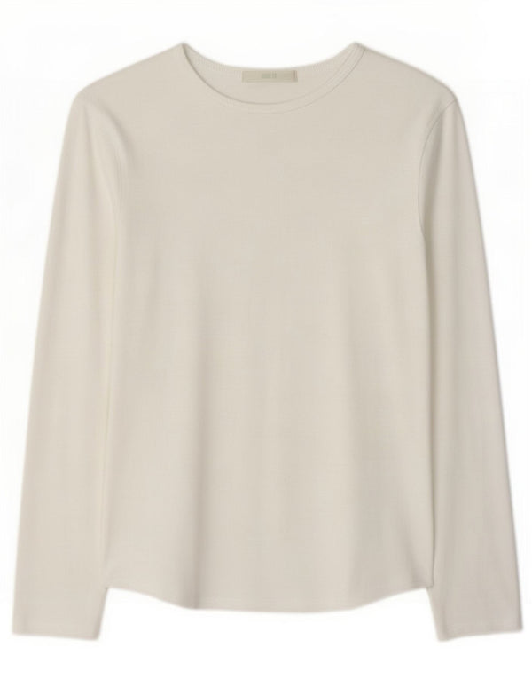 Marks & Spencer Top da donna manica lunga UK 10 piccolo cotone bianco