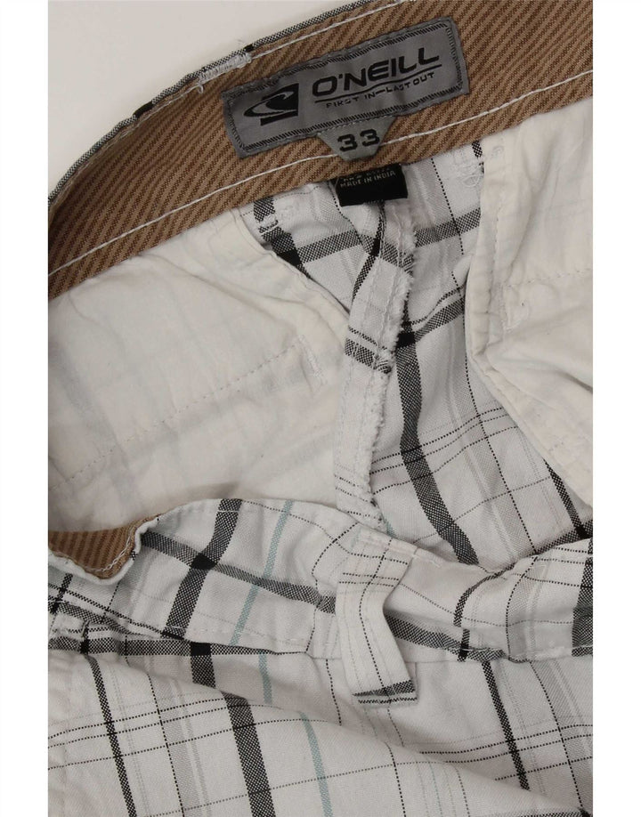 Pantaloncini chino da uomo O'Neill W33 poliestere a quadri bianchi medi