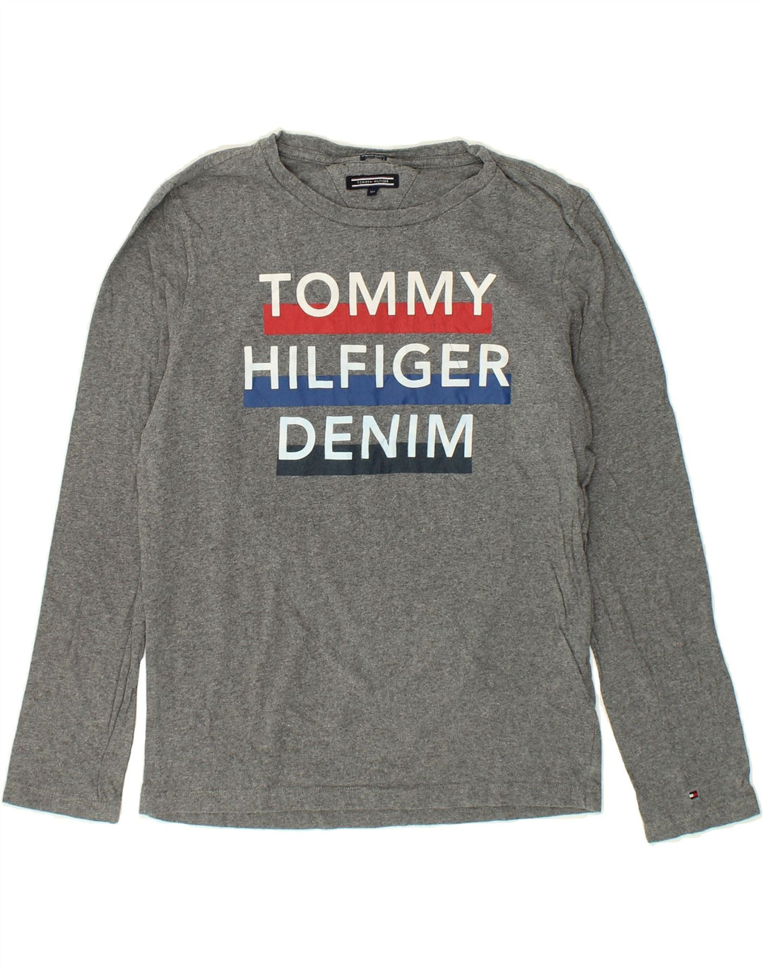 TOMMY HILFIGER Boys Graphic Top Long Sleeve 13-14 Years Grey Flecked | Vintage Tommy Hilfiger | Thrift | Second-Hand Tommy Hilfiger | Used Clothing | Messina Hembry 