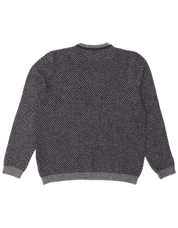 Maglione maglione girocollo da uomo Ted Baker taglia 5 XL cotone Chevron blu navy