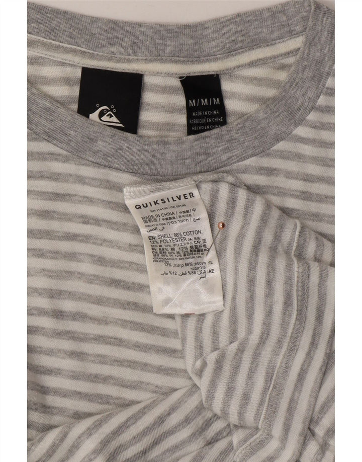 QUIKSILVER Top corto oversize da donna a maniche lunghe UK 14 Grigio medio a righe