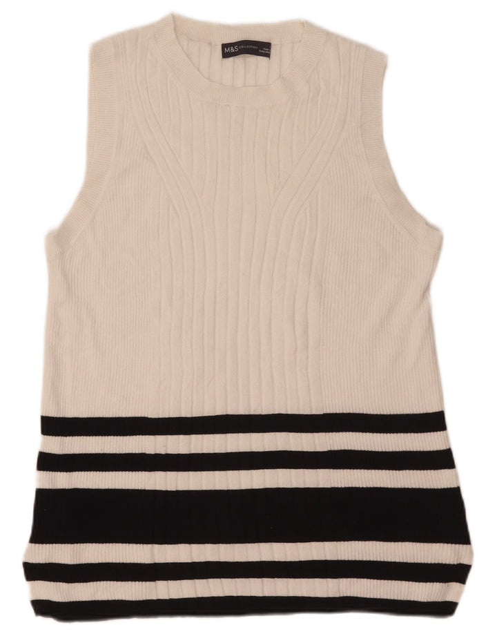 Canotta da donna Marks & Spencer UK 14 grande viscosa a righe bianche