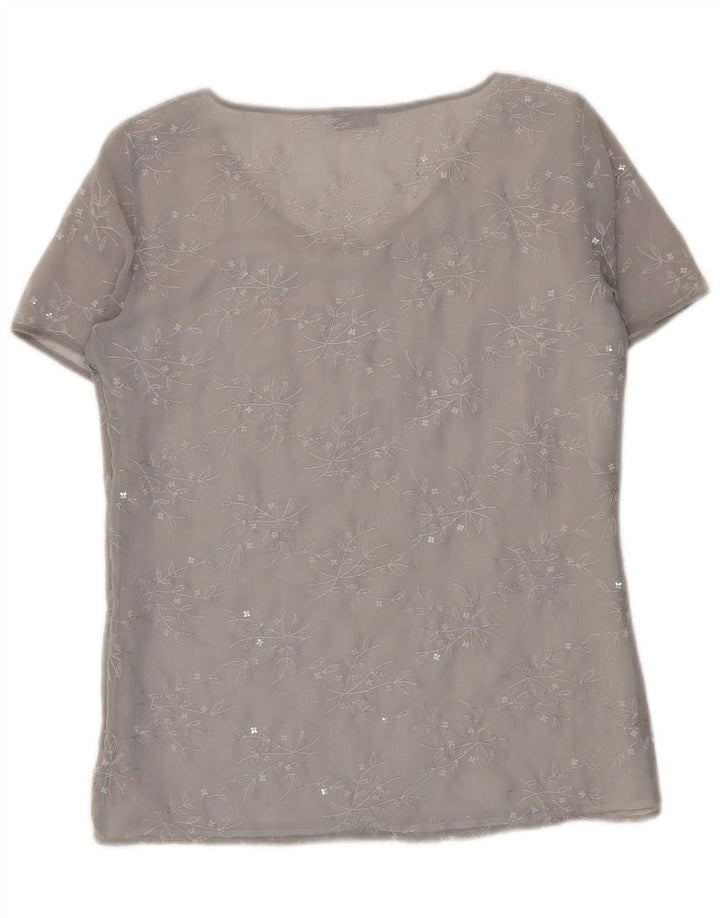 Camicetta trasparente da donna Marella Top UK 14 Poliestere floreale grigio grande