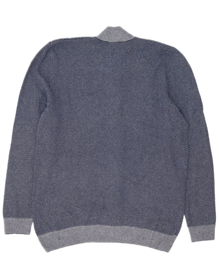 Maglione cardigan da uomo Lacoste taglia 5 grande blu navy screziato