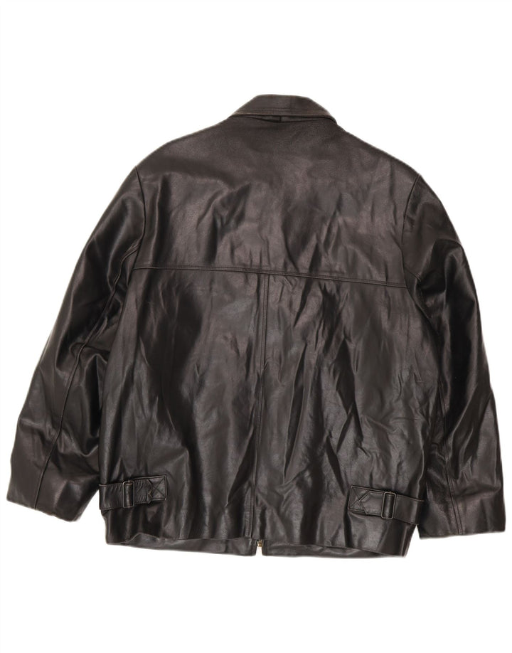 Giacca in pelle vintage da uomo UK 36 piccola in pelle nera