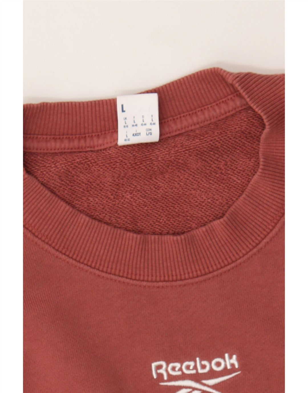 REEBOK Womens Sweatshirt Jumper UK 16/18 Large Maroon Cotton Vintage Reebok and Second-Hand Reebok from Messina Hembry 