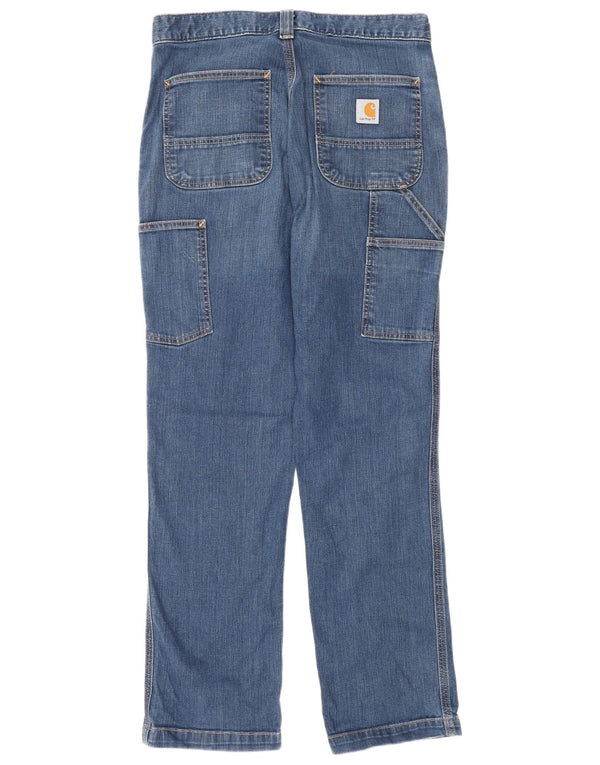 Jeans dritti cargo da uomo CARHARTT vestibilità rilassata W30 L30 cotone blu