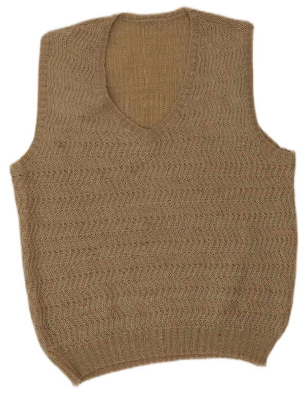 Canotta vintage da uomo, canotta grande, beige