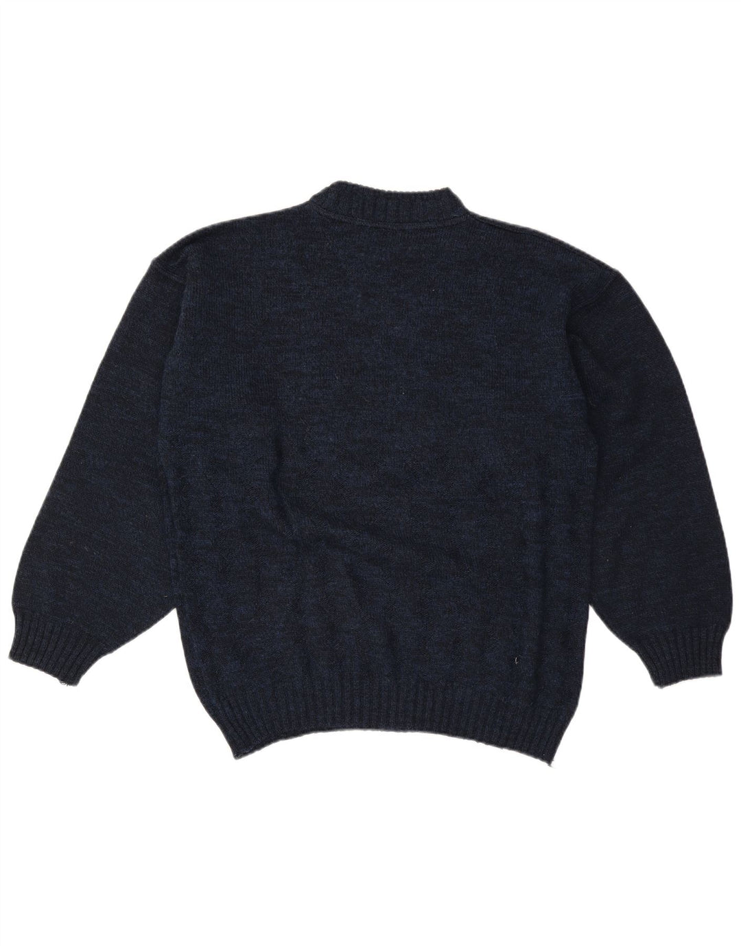 Maglione da uomo vintage con collo alto e grafica, grande blu navy