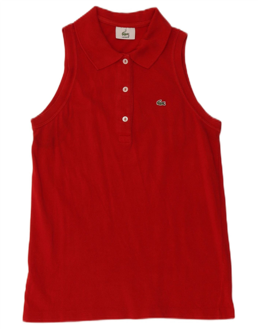 Polo senza maniche da donna Lacoste taglia 38 cotone rosso medio