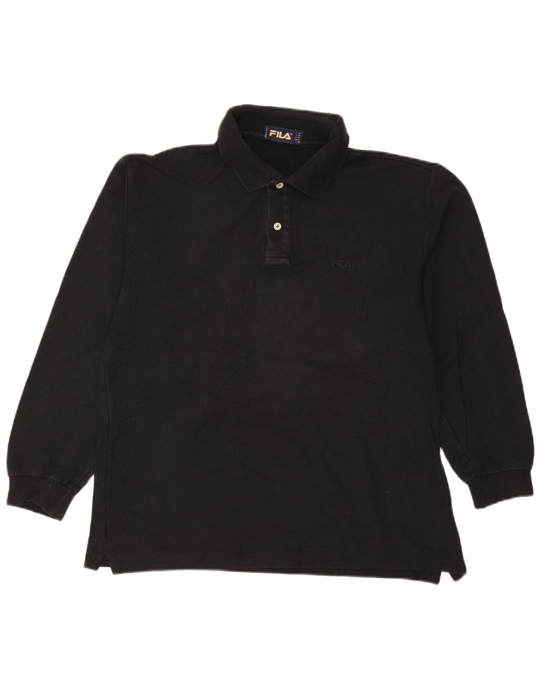 Polo da uomo a maniche lunghe Fila IT 50 cotone nero medio