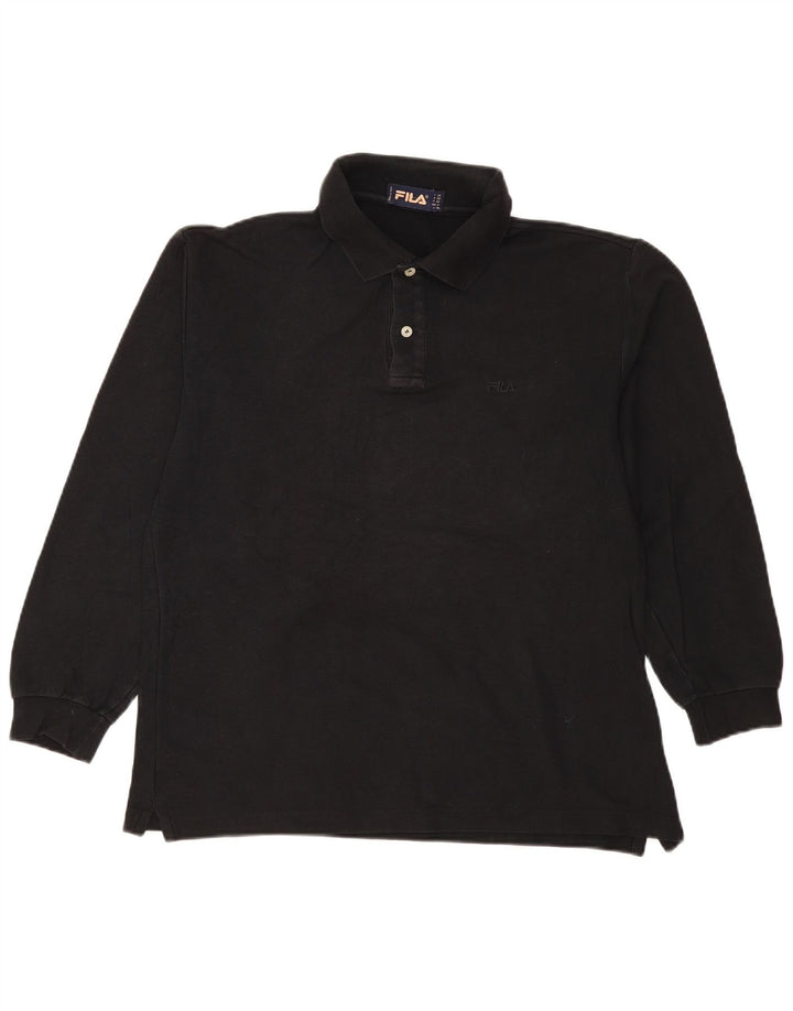 Polo da uomo a maniche lunghe Fila IT 50 cotone nero medio