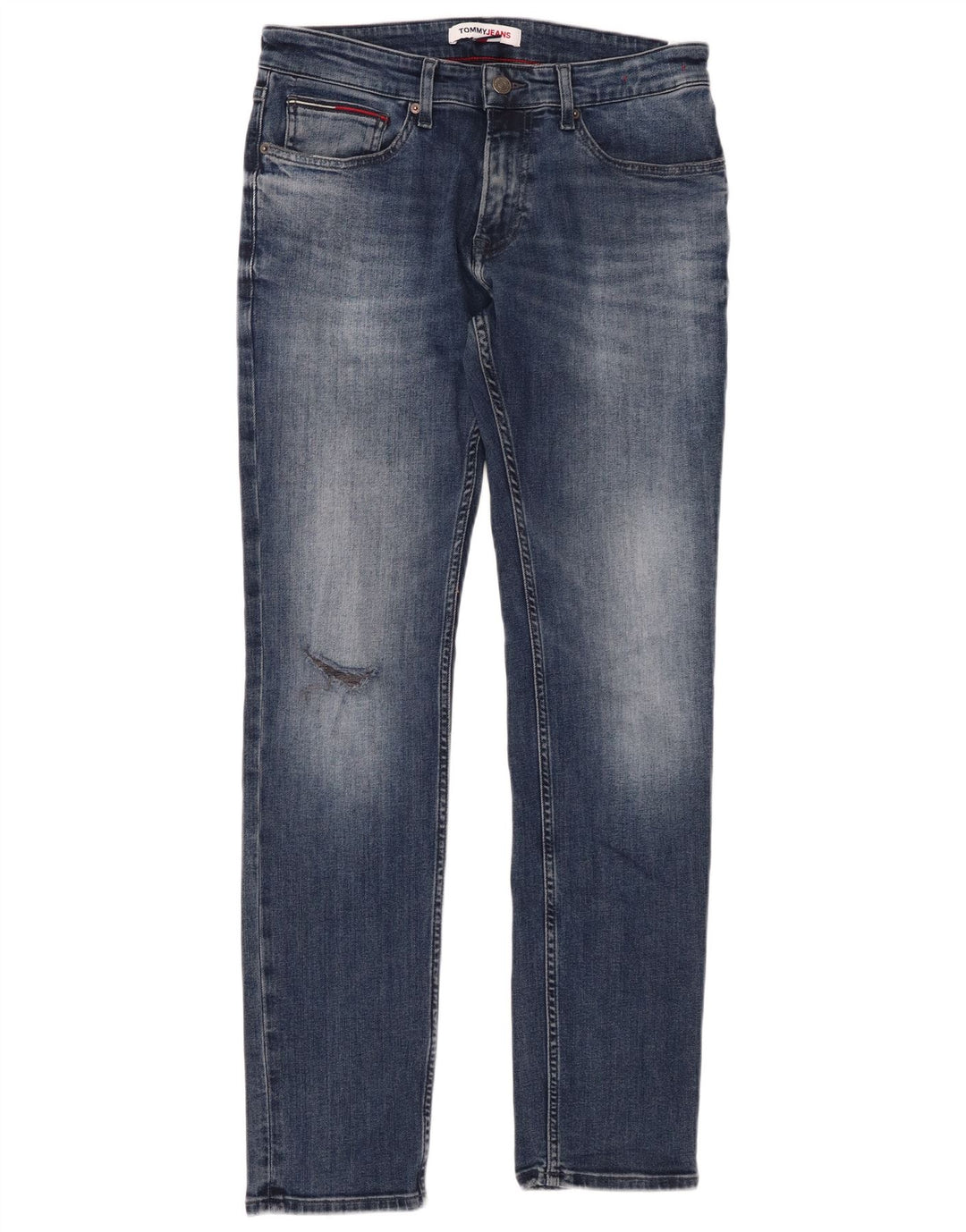 TOMMY HILFIGER Jeans slim effetto consumato da uomo W31 L32 cotone blu