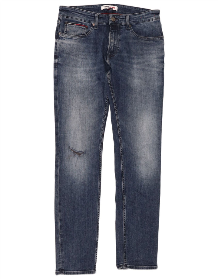 TOMMY HILFIGER Jeans slim effetto consumato da uomo W31 L32 cotone blu