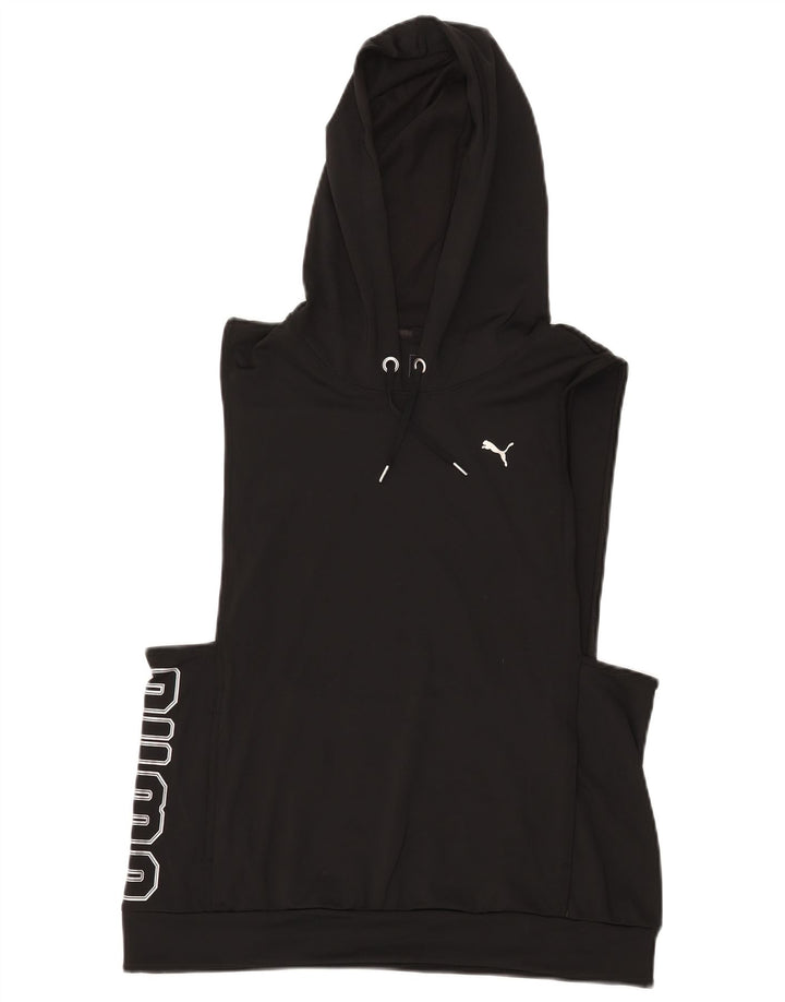PUMA Womens Graphic Sleeveless Hoodie Jumper UK 12 Medium Black Polyester