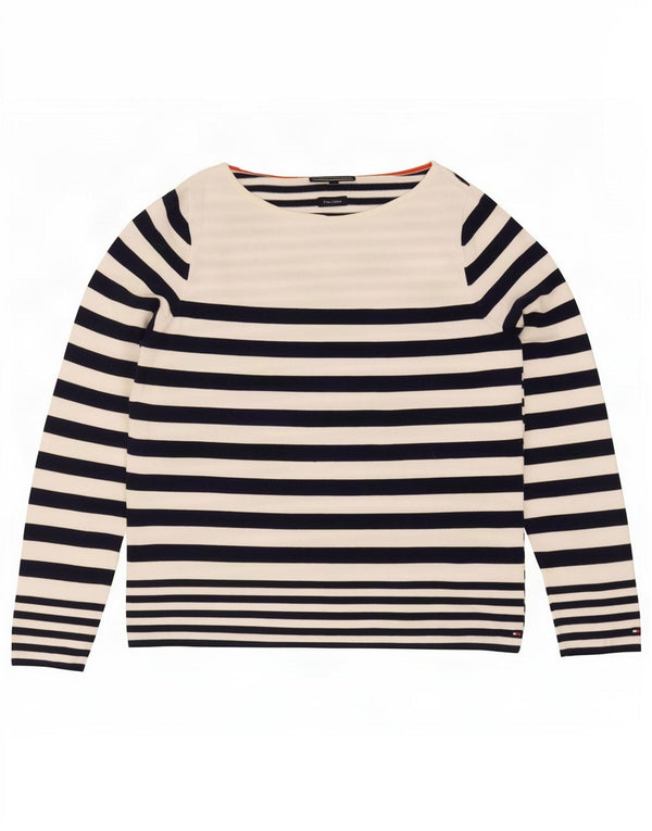 Maglione maglione con scollo a barca da donna Tommy Hilfiger UK 10 piccolo bianco nautico