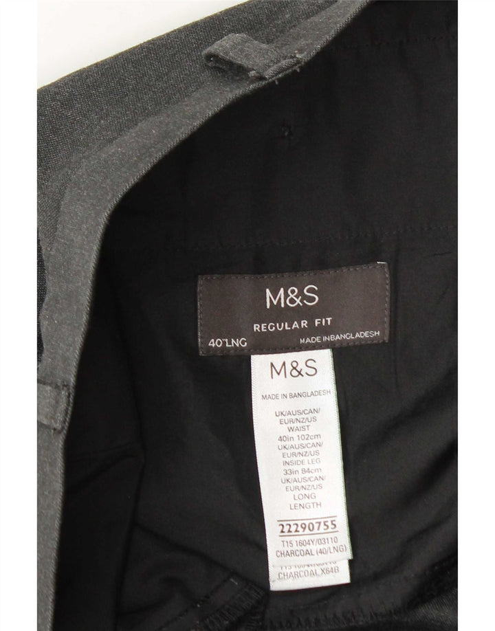 Pantaloni chino regolari da uomo Marks & Spencer W40 L33 poliestere grigio