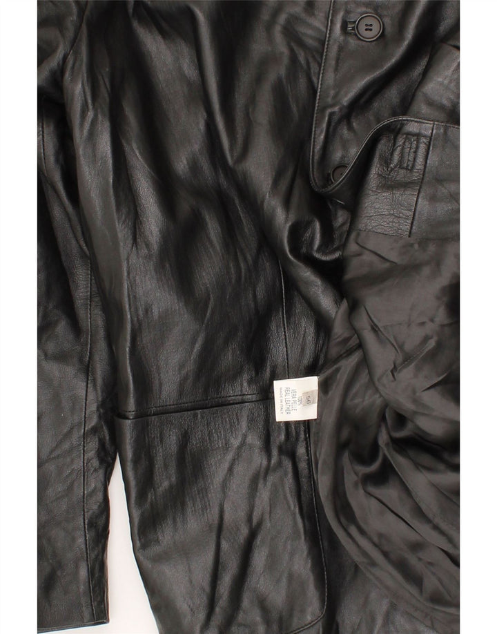 Cappotto in pelle da uomo VINTAGE IT 56 3XL Pelle nera