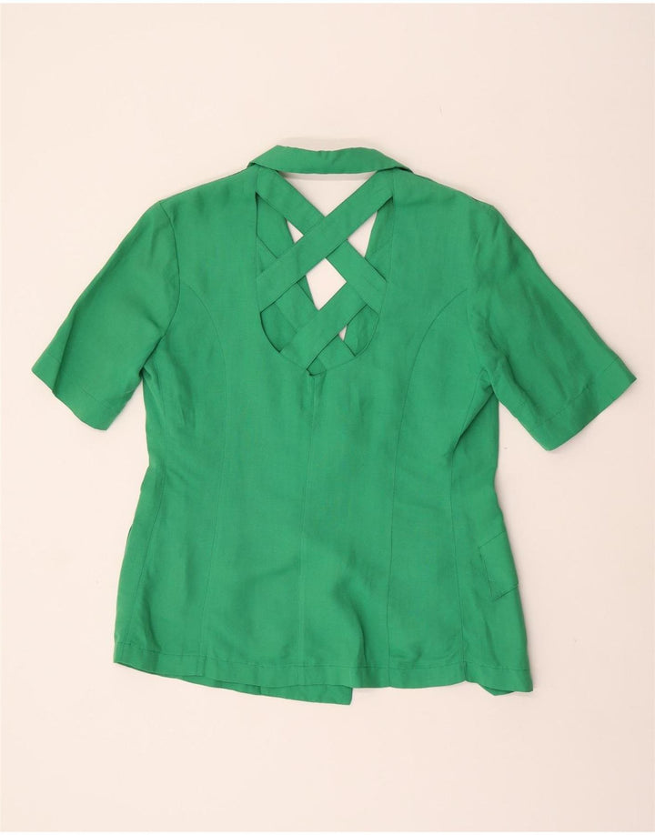 Giacca blazer vintage da donna a maniche corte a 1 bottone UK 16 grande verde