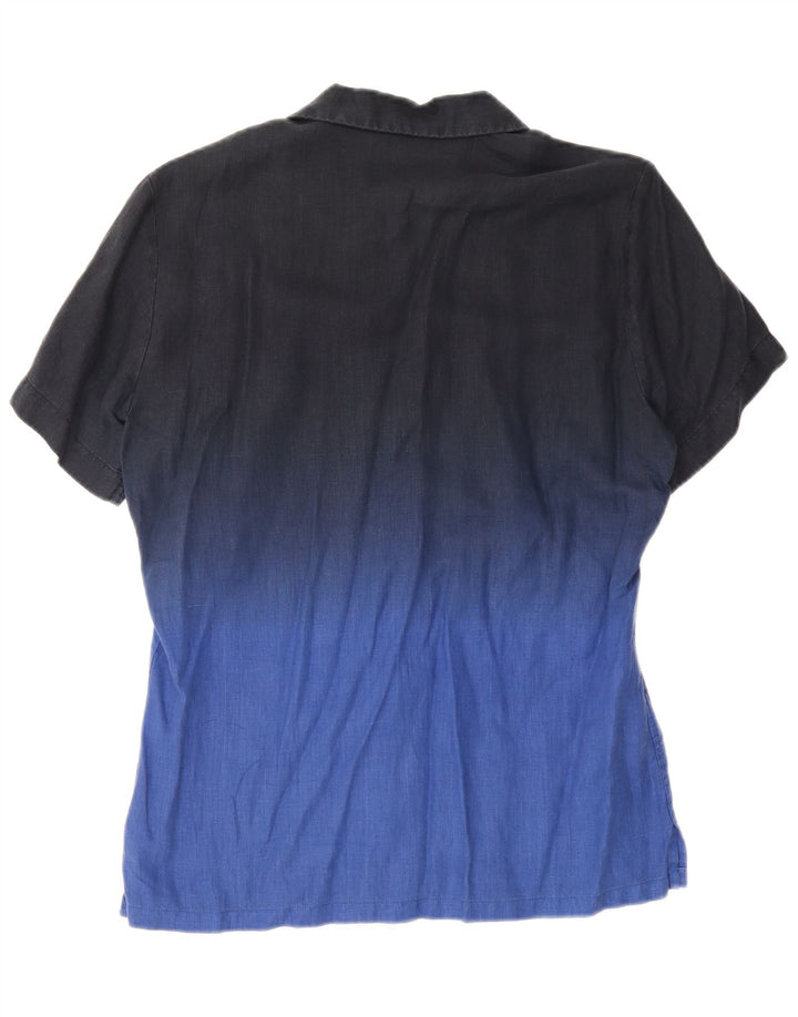 Camicia a maniche corte da uomo Hugo Boss Lino color block blu navy medio