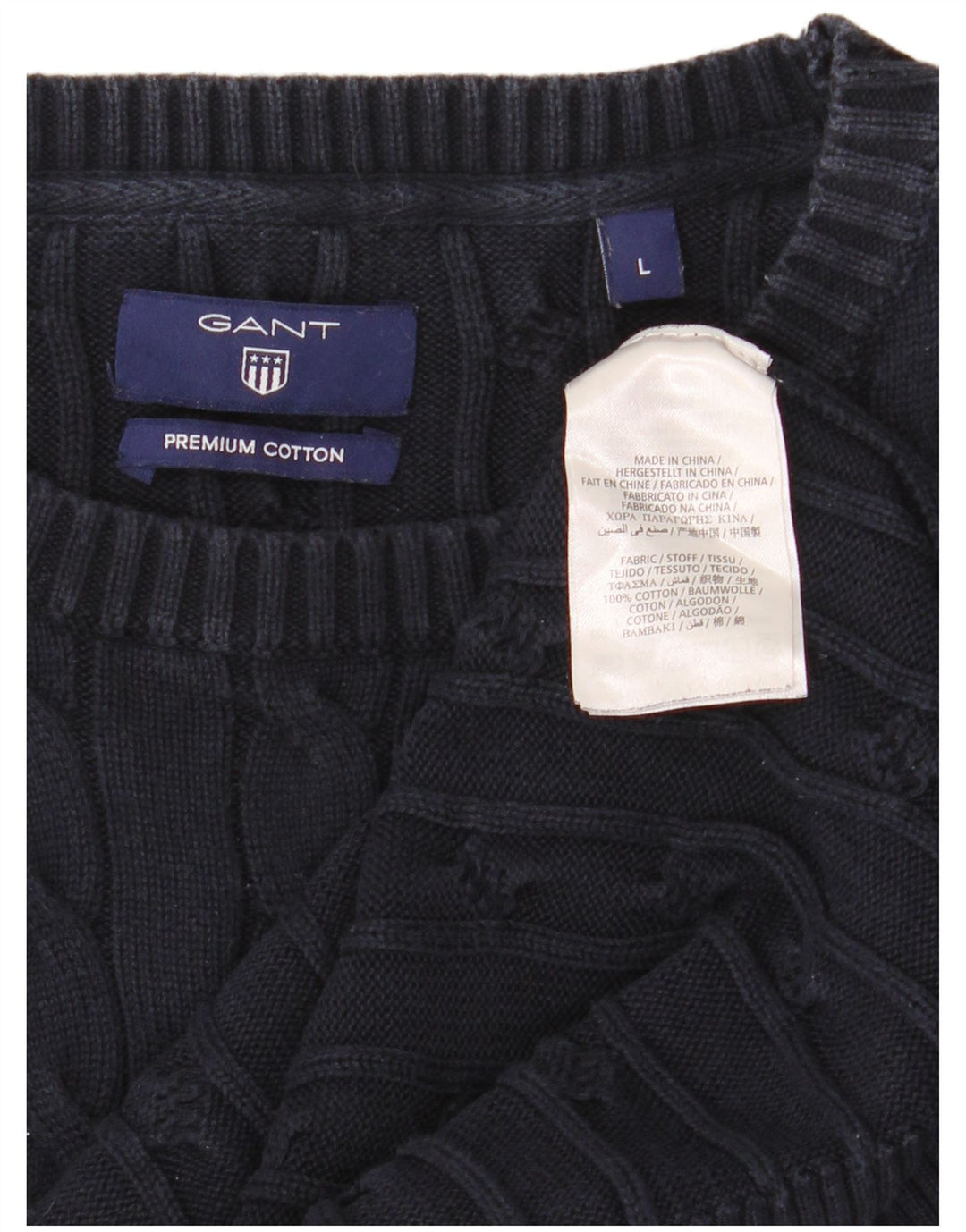 Gant Maglione da uomo con scollo a barchetta, grande, in cotone blu navy