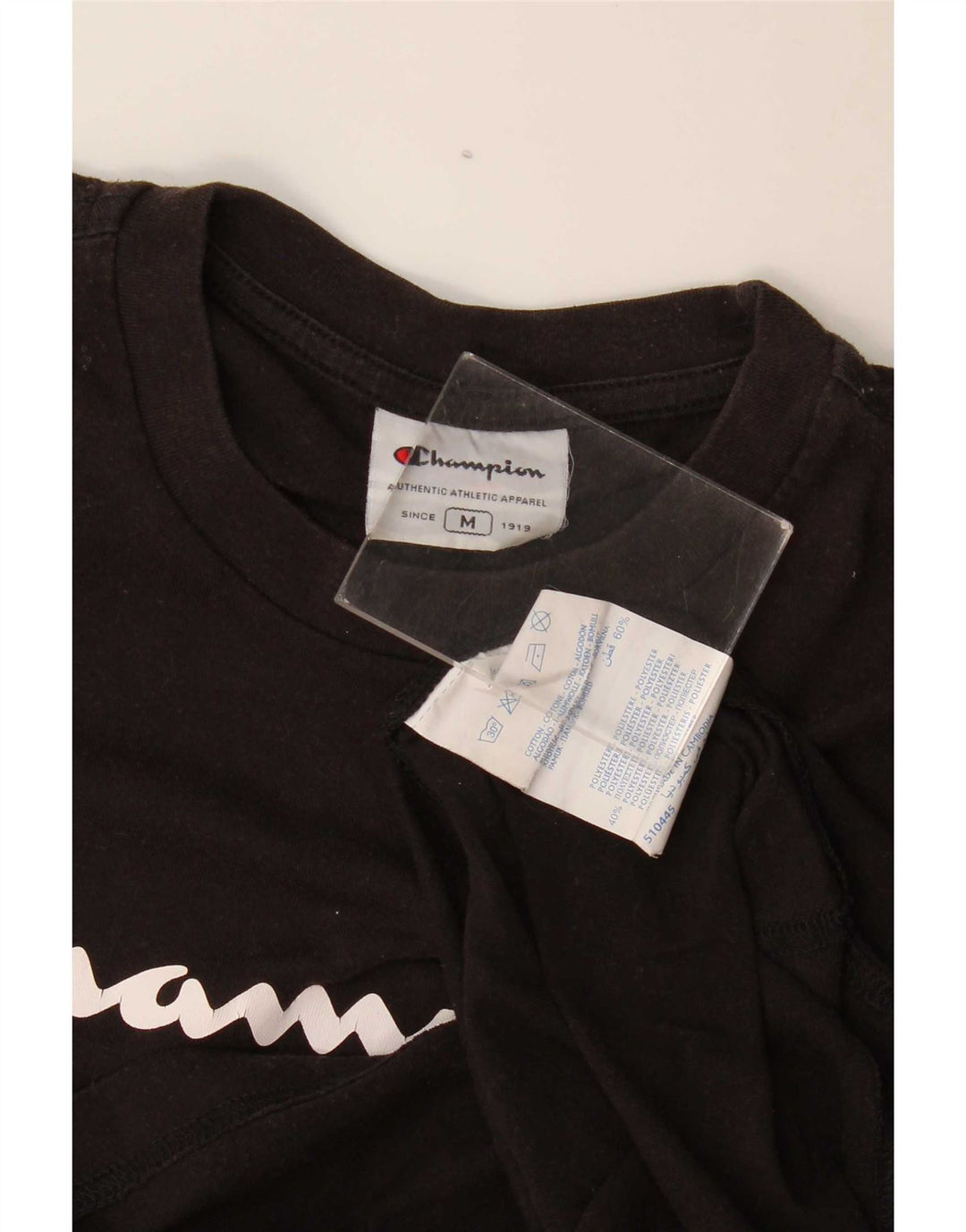 T-shirt grafica da uomo Champion Top in cotone nero medio