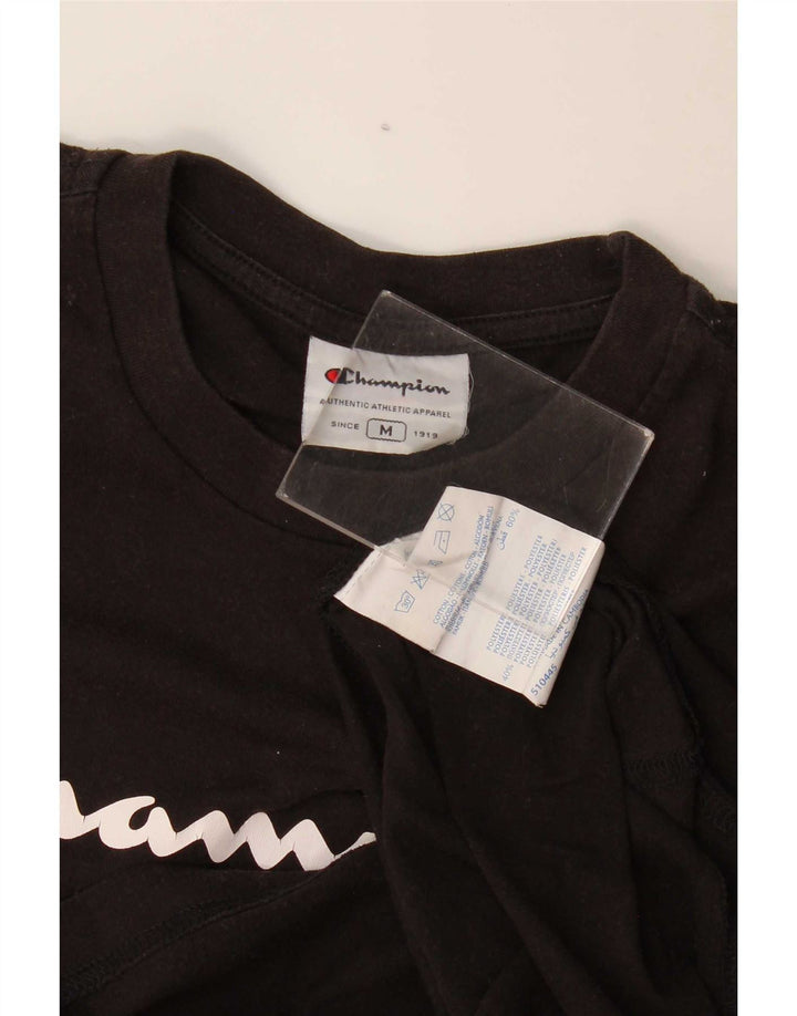 T-shirt grafica da uomo Champion Top in cotone nero medio