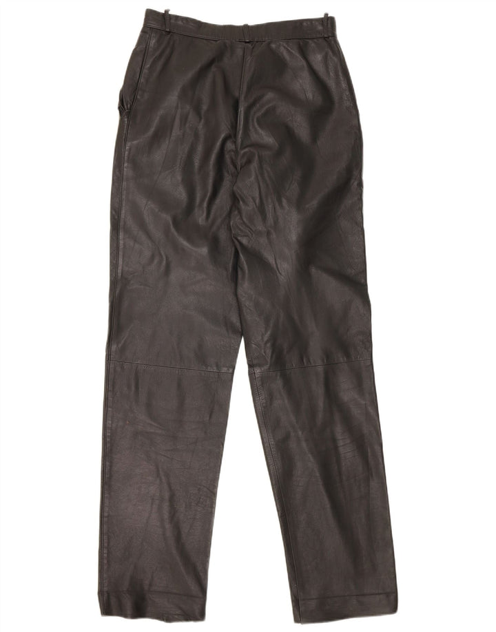 Pantaloni dritti in pelle da donna vintage IT 44 medi W26 L31 Pelle nera