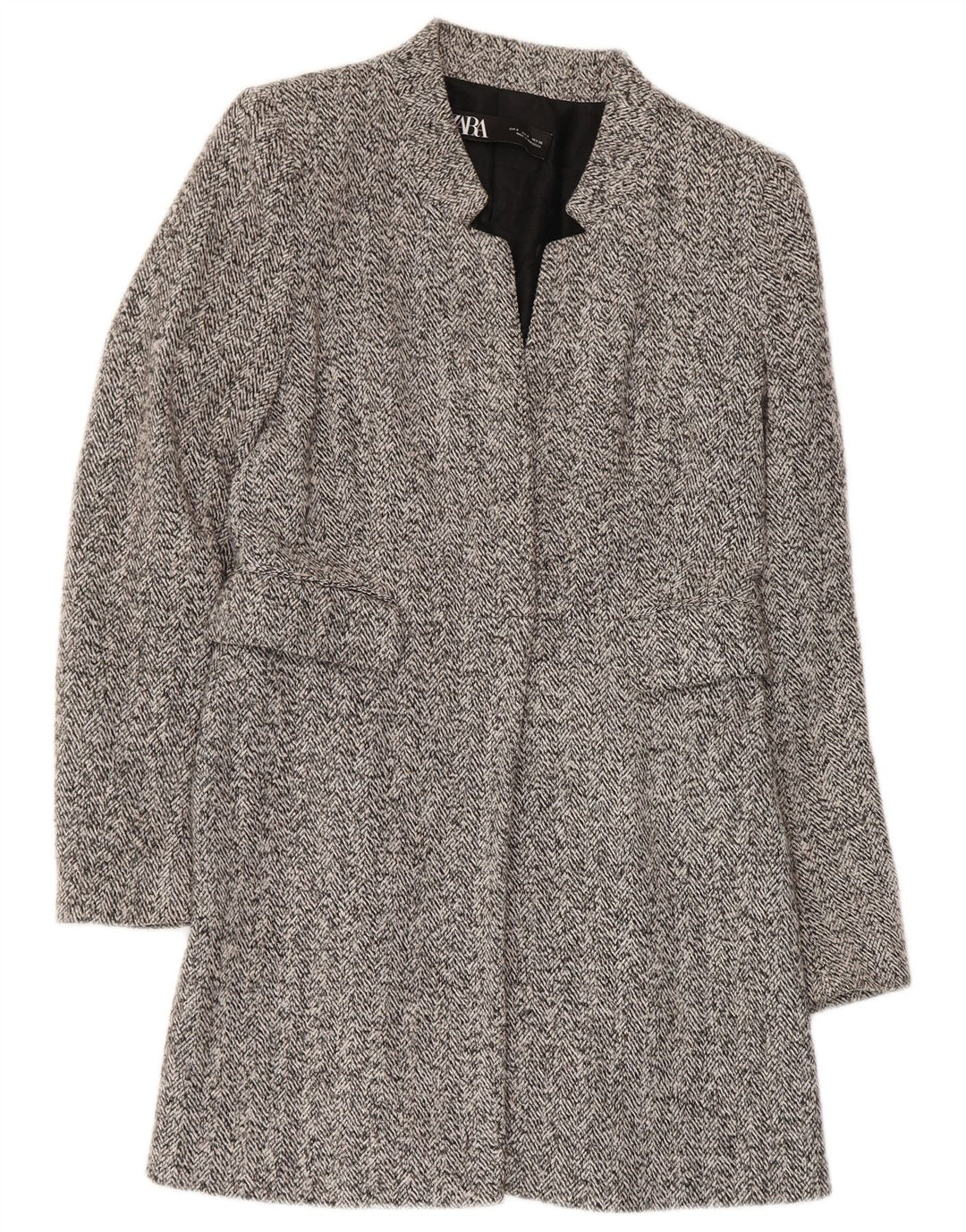 Soprabito aperto da donna Zara UK 10 piccolo grigio a spina di pesce