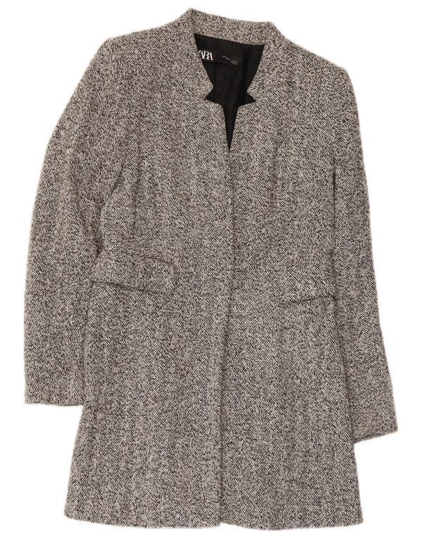 Soprabito aperto da donna Zara UK 10 piccolo grigio a spina di pesce
