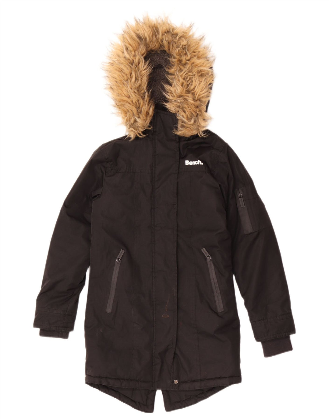 Parka con cappuccio da bambina Bench 7-8 anni in poliestere nero