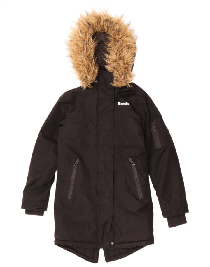 Parka con cappuccio da bambina Bench 7-8 anni in poliestere nero