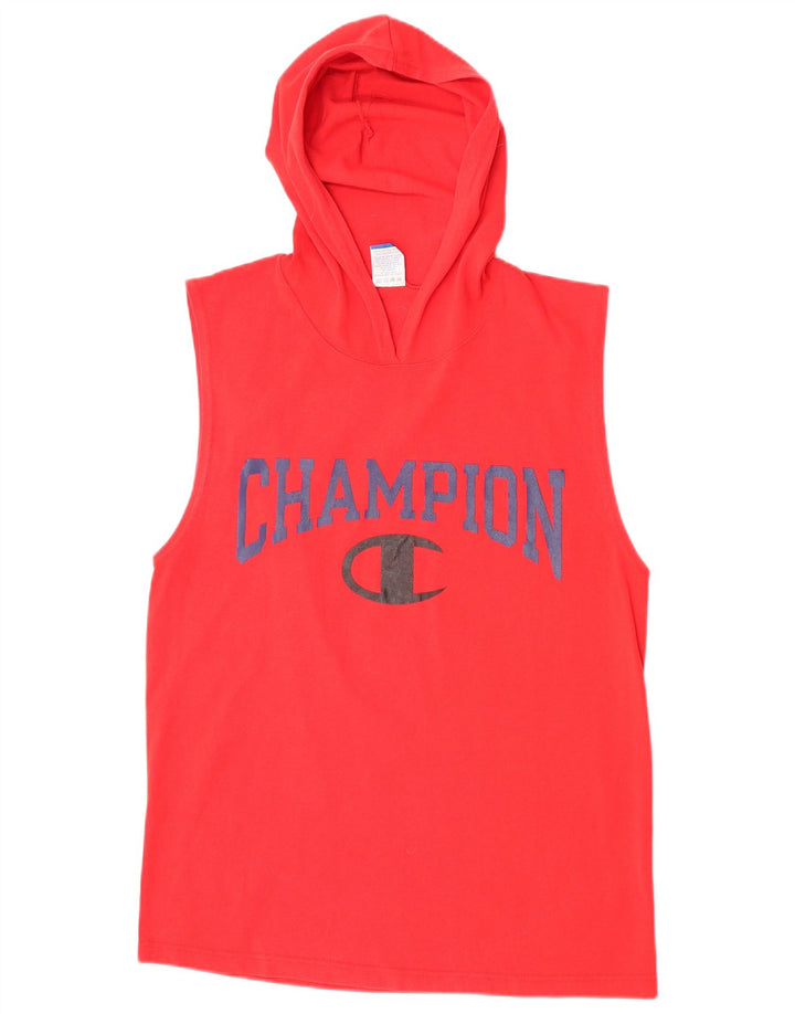 Canotta grafica da uomo con cappuccio Champion, cotone rosso medio