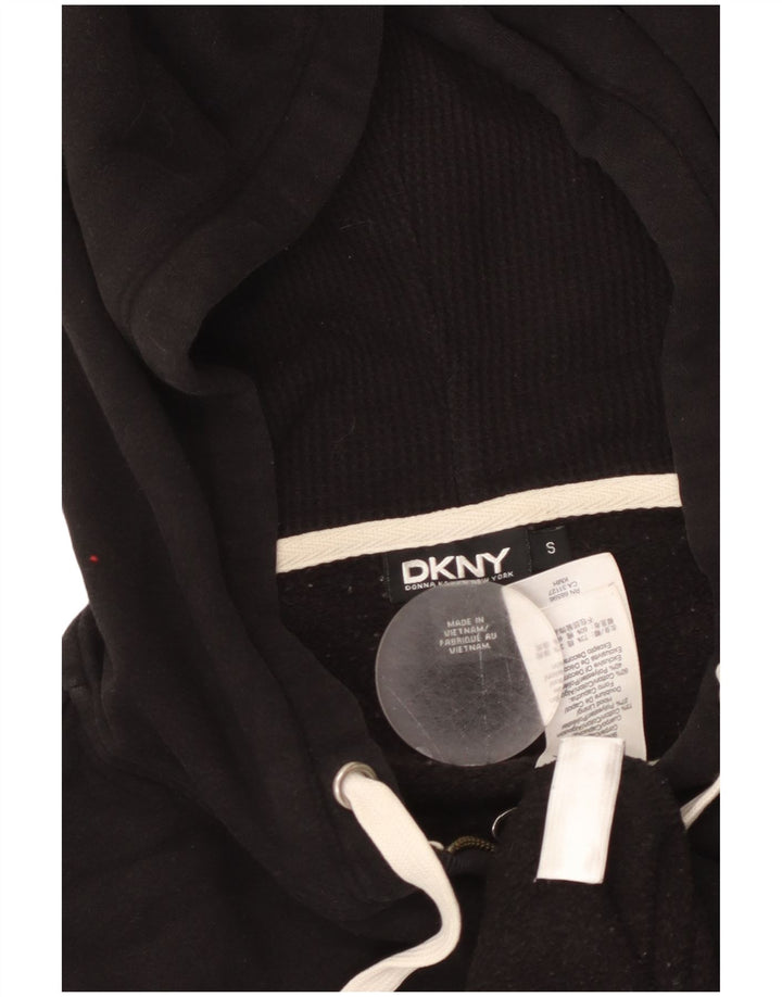 Maglione con cappuccio e zip grafica Dkny da donna New York UK 10 piccolo cotone nero