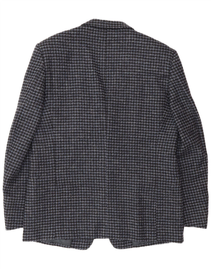 Giacca blazer vintage da uomo a 2 bottoni IT 56 3XL Lana vergine pied de poule blu