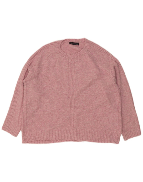 Maglione maglione girocollo da donna Marks & Spencer UK 18 XL rosa screziato